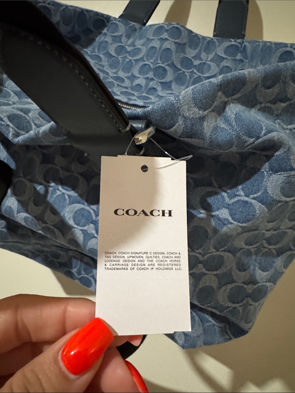 Blue Logo-Pattern Tote Bag - Designer Style - Picture 2 of 8